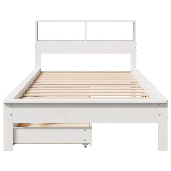 Sänky kirjahyllyllä ei patjaa valkoinen 75x190 cm täysi mänty