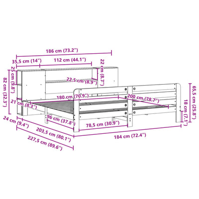 Vahanruskea sängynrunko ilman patjaa Dezna 180x200cm (mänty)