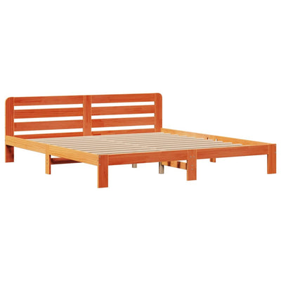 Sänky kirjahyllyllä ei patjaa vahanrusk. 200x200 cm täysi mänty