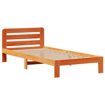 Sänky/kirjahylly ilman patjaa vahanruskea 75x190 cm täysi mänty