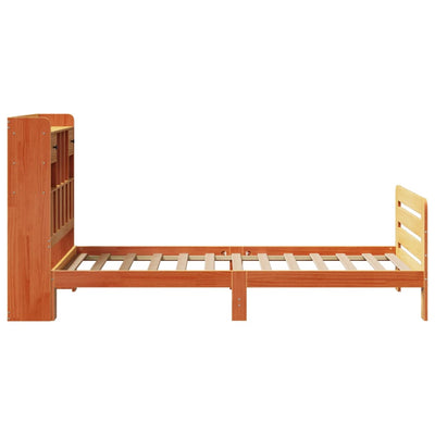 Sänky/kirjahylly ilman patjaa vahanruskea 75x190 cm täysi mänty