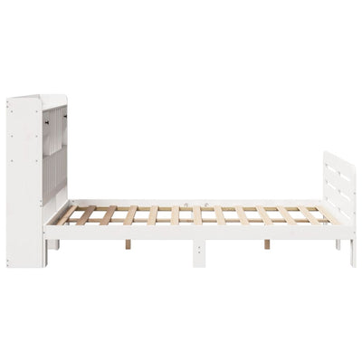 Sänky kirjahyllyllä ei patjaa valkoinen 135x190 cm täysi mänty