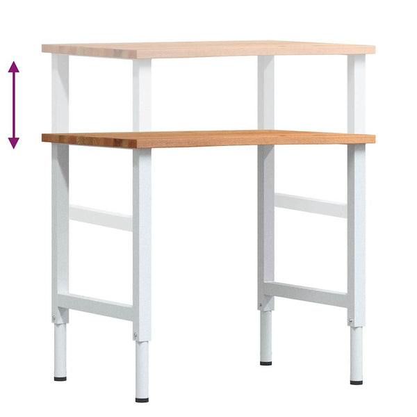 työpöytä vaaleanruskea 80x60x(71,5-98) cm massiivipuutammea