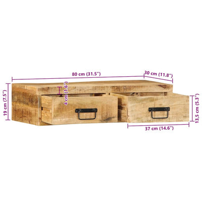 Seinä-TV-kaappi 80x30x19 cm Massiivipuuta mango