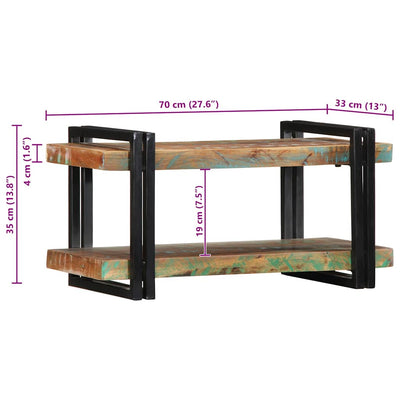 Monivärinen seinähylly Darinka (massiivipuu kierrätetty)