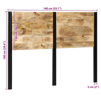 sängynpääty 140 cm täysi mangopuu ja rauta