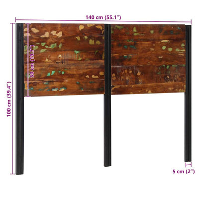 sängynpääty 140 cm kierrätetty täyspuu ja rauta