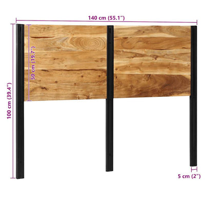 sängynpääty 140 cm täysi akasiapuu ja rauta