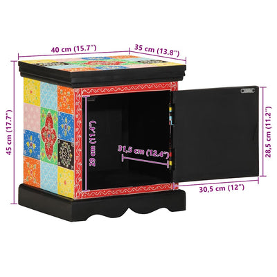 Monivärinen yöpöytäkaappi Merdin 40x35x45cm (2 kpl massiivipuu mango)