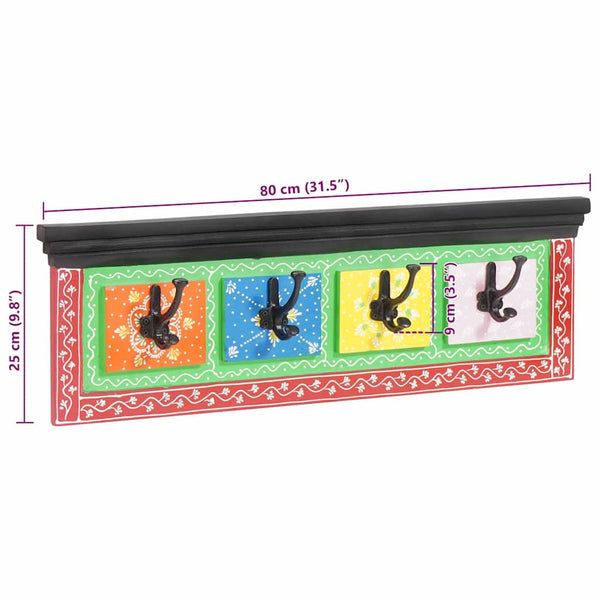 Takkihylly Musta 80 x 25 x 2 cm Kiinteä mango puu