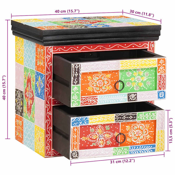 Yöpöytäkaappi Monivärinen 40 x 30 x 40 cm Täysi Mangopuu