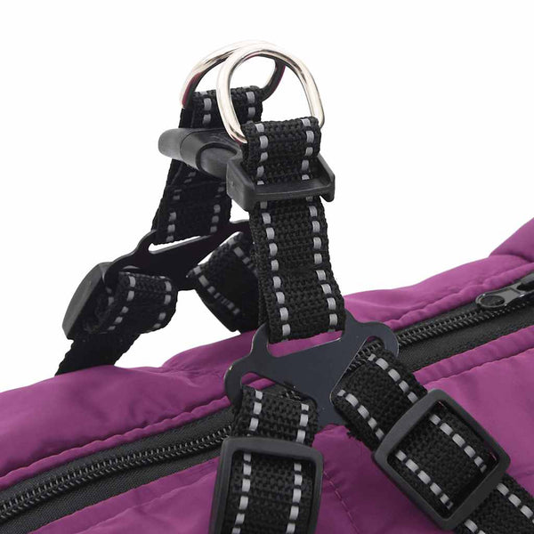 Koiran takki valjailla vedenpitävä heijastava violetti L68