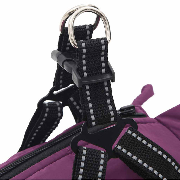 Koiran takki valjailla vedenpitävä heijastava violetti L40