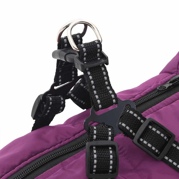 Koiran takki valjailla vedenpitävä heijastava violetti L44