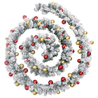 Vihreä jouluseppele Muazil 10 m (koristeilla ja led-valoilla pvc)