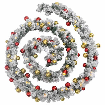 Vihreä jouluseppele Muazil 10 m (koristeilla ja led-valoilla pvc)