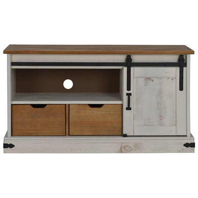 Valkoinen tv-kaappi halden liukuovella Waltradt 110x40x60cm