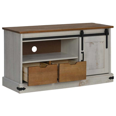 Valkoinen tv-kaappi halden liukuovella Waltradt 110x40x60cm