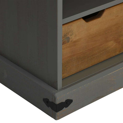 Harmaa tv-kaappi halden liukuovella Waltradt 110x40x60cm (massiivipuuta)