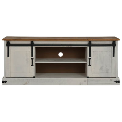 TV Kaappi HALDEN 2 Liukuovea Valkoinen 150x40x60 cm Massiivipuu