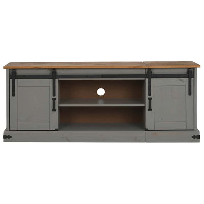 Harmaa tv kaappi halden Risa 150x40x60cm (2 liukuovea massiivipuu)