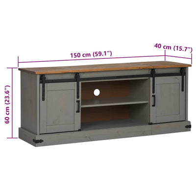 TV Kaappi HALDEN 2 liukuovea harmaa 150x40x60 cm massiivipuu