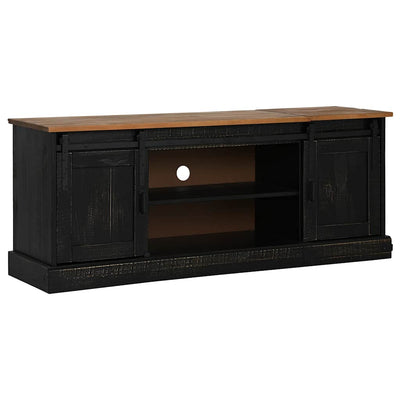 TV Kaappi HALDEN 2 liukuovea musta 150x40x60 cm massiivipuu