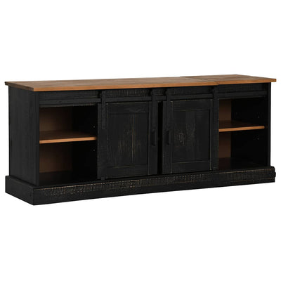 TV Kaappi HALDEN 2 liukuovea musta 150x40x60 cm massiivipuu