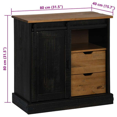 Senkki HALDEN liukuovella musta 80x40x80 cm massiivipuu