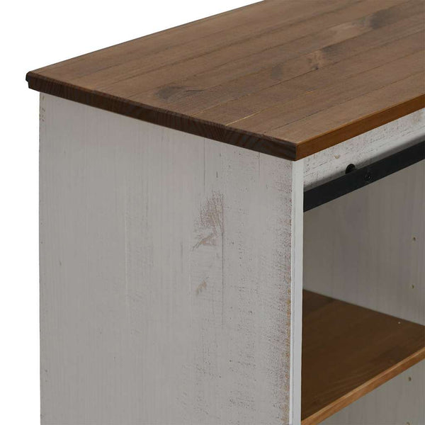 Valkoinen senkki halden liukuovella Trend 80x40x80cm (massiivipuu)