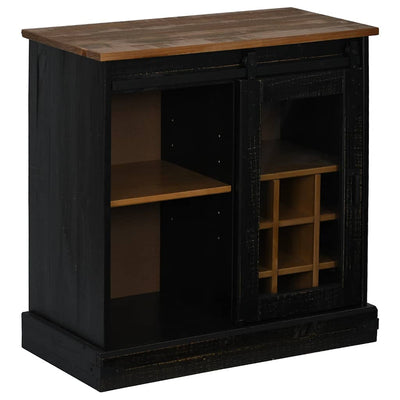 Senkki HALDEN liukuovella musta 80x40x80 cm massiivipuu