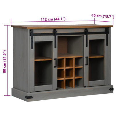 Senkki HALDEN 2 Liukuovet Harmaa 112x40x80 cm Massiivipuu