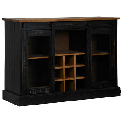 Senkki HALDEN 2 Liukuovet Musta 112x40x80 cm Massiivipuu