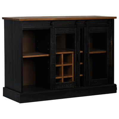 Senkki HALDEN 2 Liukuovet Musta 112x40x80 cm Massiivipuu