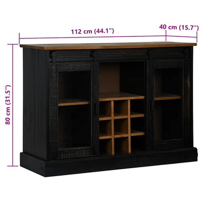 Senkki HALDEN 2 Liukuovet Musta 112x40x80 cm Massiivipuu
