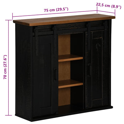 Ripustuskaappi HALDEN 2 liukuovea musta 75x22,5x70 cm mänty