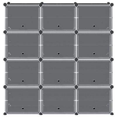 Musta säilytyslokero Ragip 12 kuutiolla ja ovilla (pp)