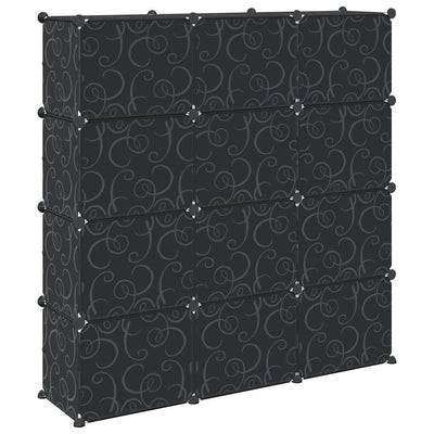 Musta säilytyslokero Ragip 12 kuutiolla ja ovilla (pp)