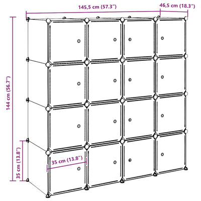 Tallennuskuution järjestäjä Yweta 16kuutiolla ja ripustustangoilla (pp)