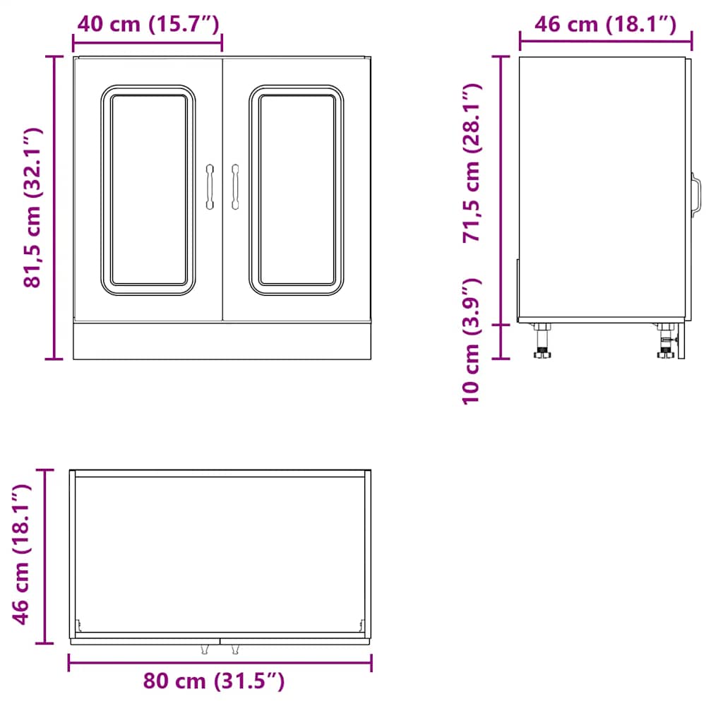 Valkoinen altaan pohjakaappi kalmar Tacue 80x46x81,5cm (puinen)