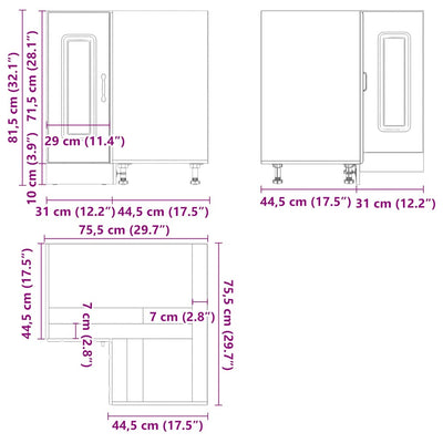 Valkoinen keittiön kulmakaappi kalmar Tacue (korkeakiilto, puinen)