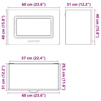Savustettu tammi keittiön seinäkaappi kalmar Tacue (teknillinen puu)