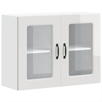 Valkoinen keittiön seinäkaappi lasiovella kalmar Tacue (kiiltävä)