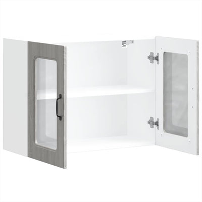 Harmaa keittiön seinäkaappi lasiovella Tacue (kalmar sonoma)