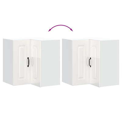 Valkoinen keittiön seinäkulmakaappi kalmar Tacue (korkeakiiltoinen)