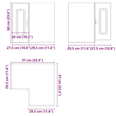 Harmaa keittiön seinäkulmakaappi kalmar Tacue (suunniteltu puu)