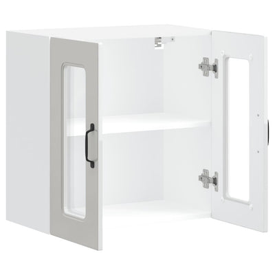 Valkoinen keittiön seinäkaappi lasiovella Tacue (kalmar kiiltävä)