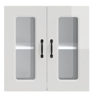 Valkoinen keittiön seinäkaappi lasiovella Tacue (kalmar kiiltävä)