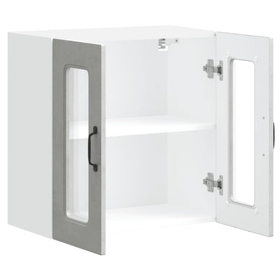 Betoniharmaa keittiön seinäkaappi Tacue (lasiovella kalmar)