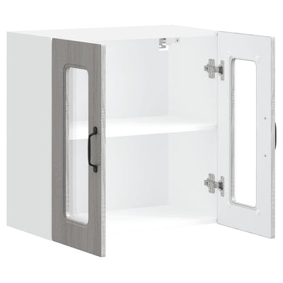 Harmaa keittiön seinäkaappi lasiovella Tacue (kalmar sonoma)